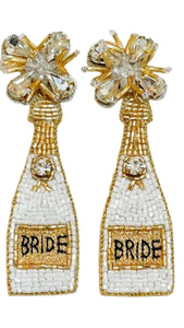 Bride Champagne Beaded Earrings