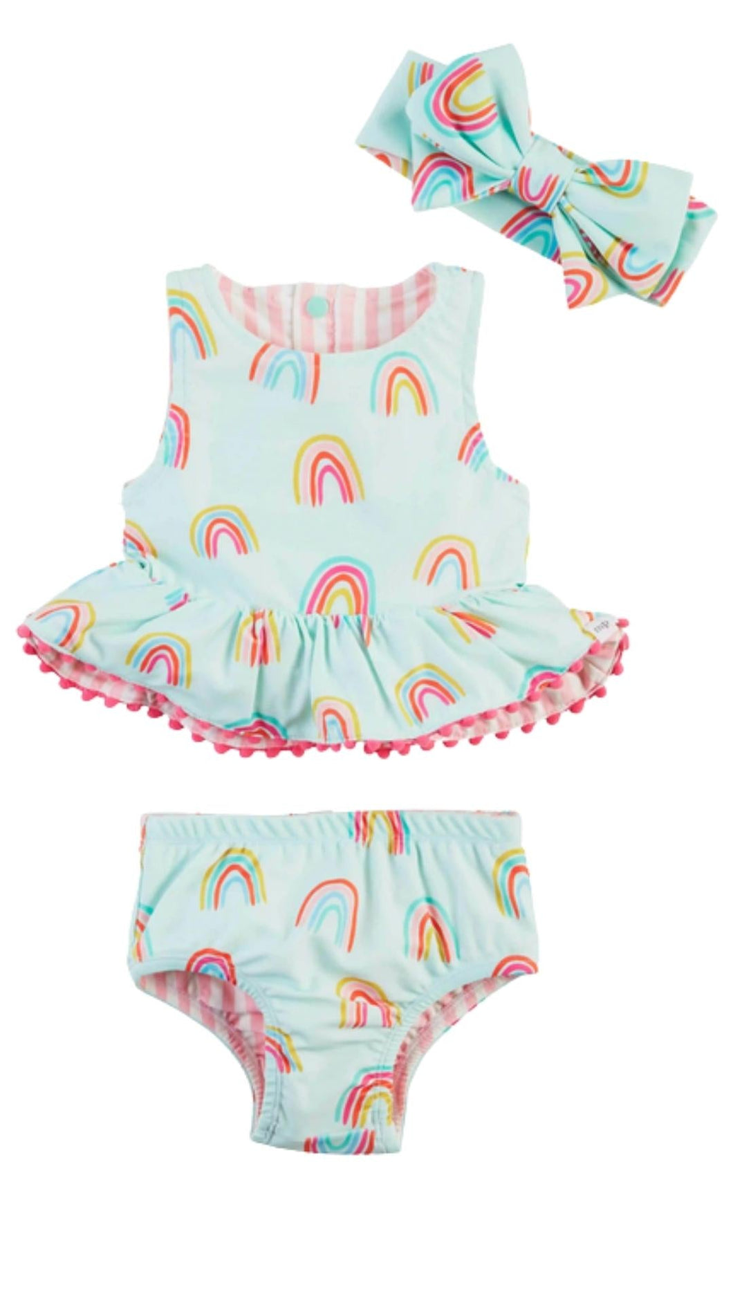 Rainbow and Stripe Reversible Swimsuit Set